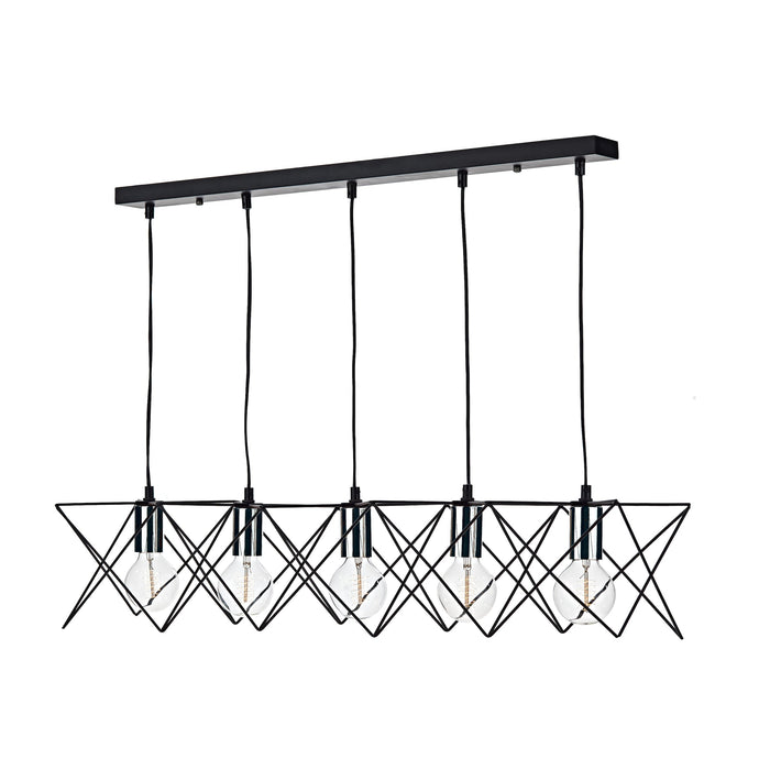 Dar Lighting Midi 5lt Bar Pendant Black & Polished Chrome • MID0550