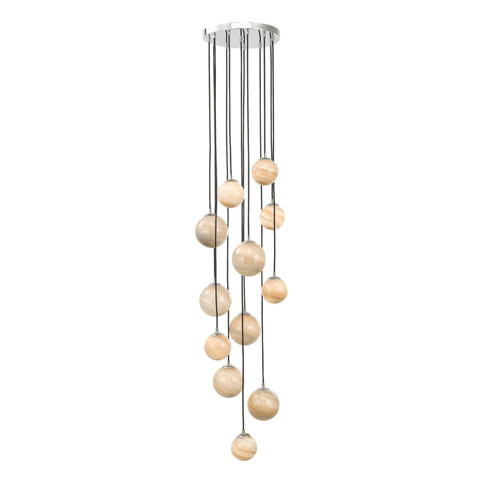 Dar Lighting Mikara 12 Light Cluster Pendant Polished Chrome Glass 2.5M • MIK1250