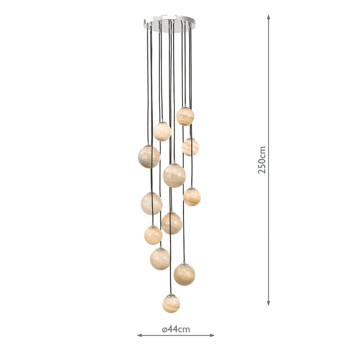 Dar Lighting Mikara 12 Light Cluster Pendant Polished Chrome Glass 2.5M • MIK1250