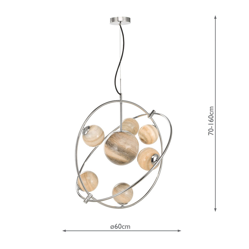 Dar Lighting Mikara 7 Light Pendant Polished Chrome Glass • MIK3450