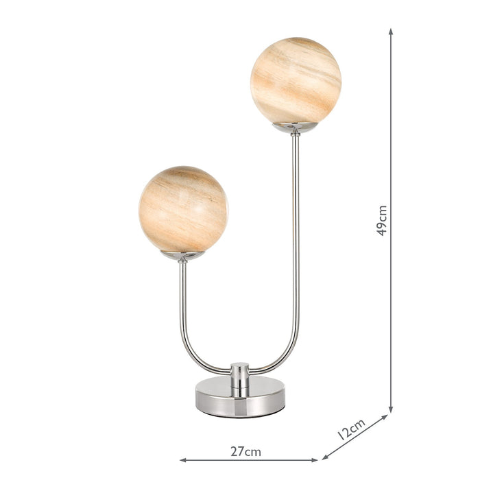 Dar Lighting Mikara 2 Light Table Lamp Polished Chrome Planet Glass • MIK4250