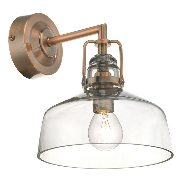 Dar Lighting Miles Wall Light Antique Copper Smoked Glass • MIL0764