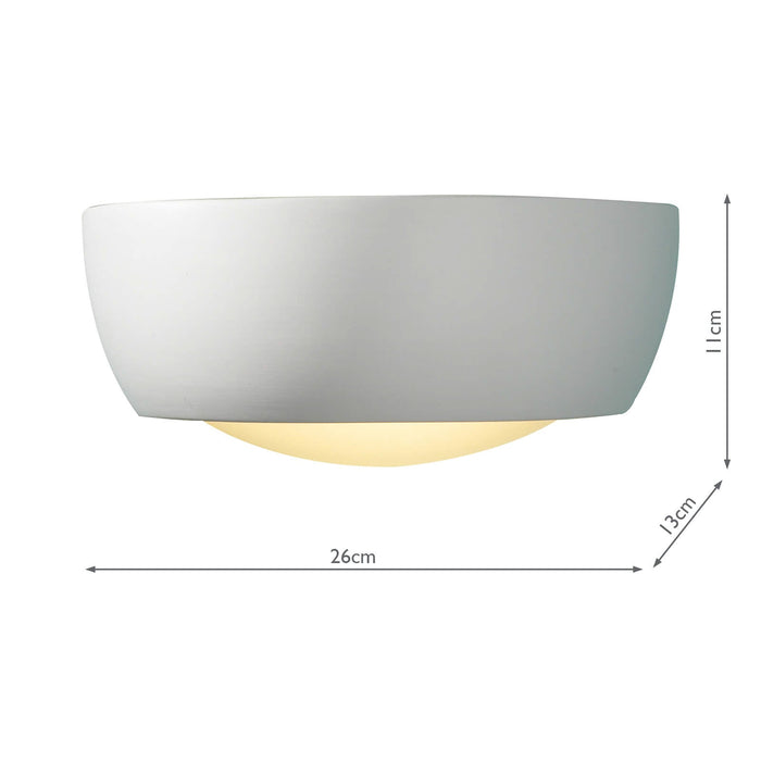 Dar Lighting Milo Wall Light White Unglazed Ceramic Glass • MIL372