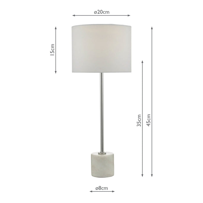 Dar Lighting Misu Table Lamp Polished Chrome Marble Effect With Shade • MIS422