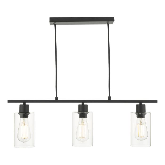 Dar Lighting Miu 3 Light Bar Matt Black Glass • MIU0322