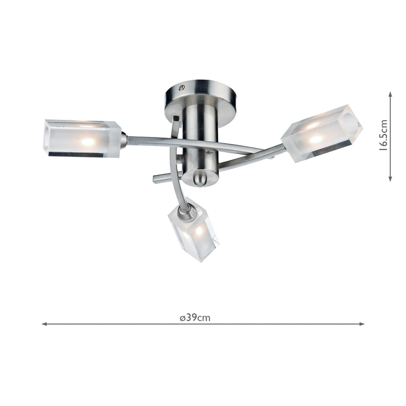 Dar Lighting Morgan 3 Light Semi Flush Satin Chrome • MOR0346