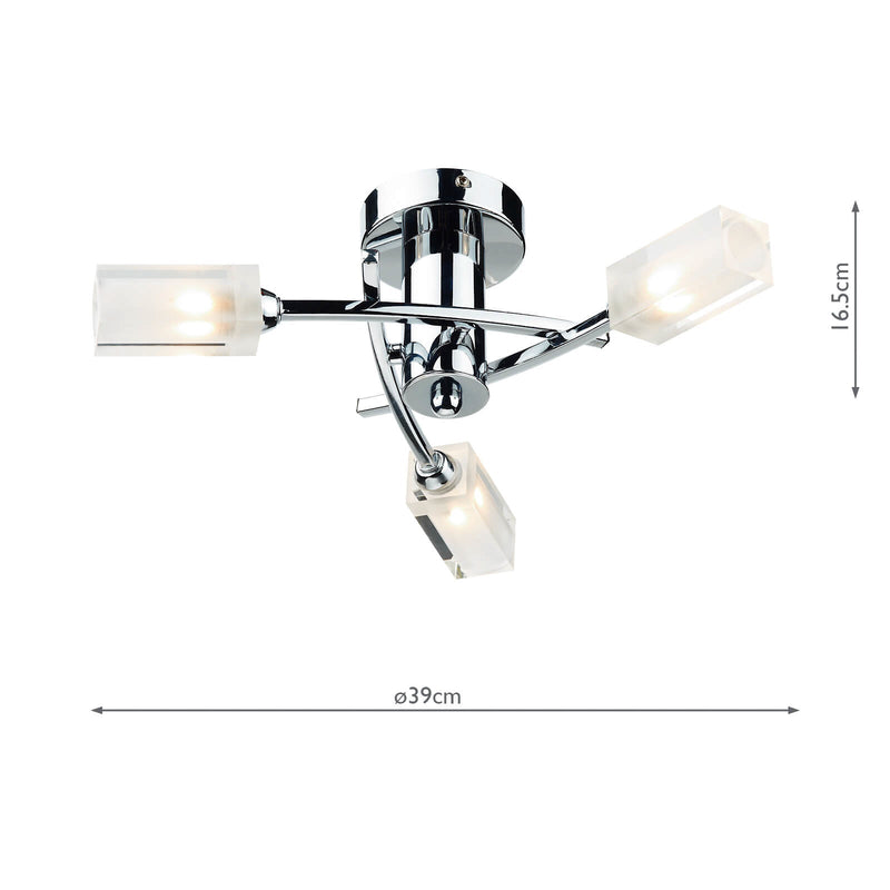 Dar Lighting Morgan 3 Light Semi Flush Polished Chrome • MOR0350