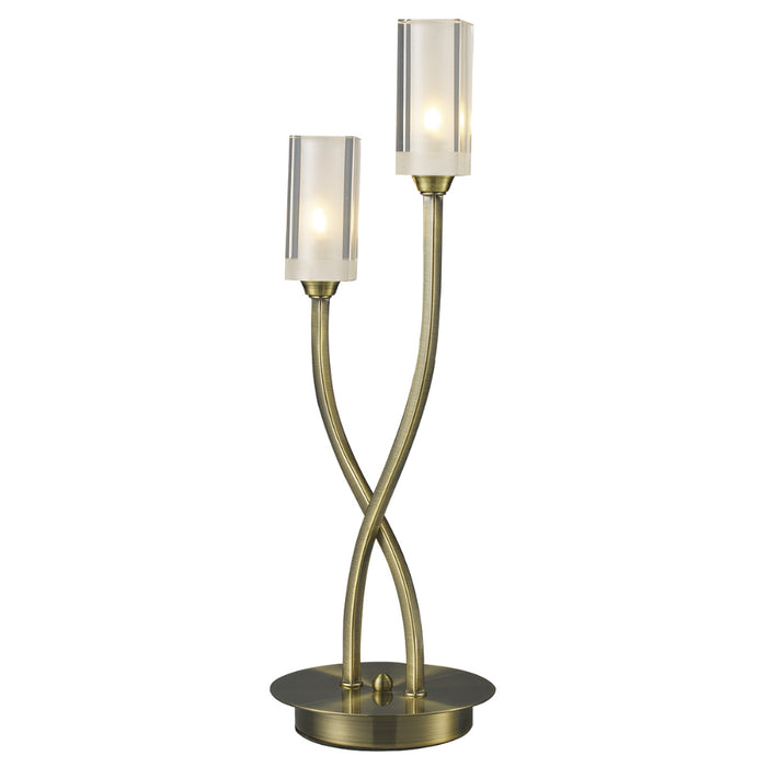 Dar Lighting MOR4075 Morgan 2 Light Antique Brass Table Lamp