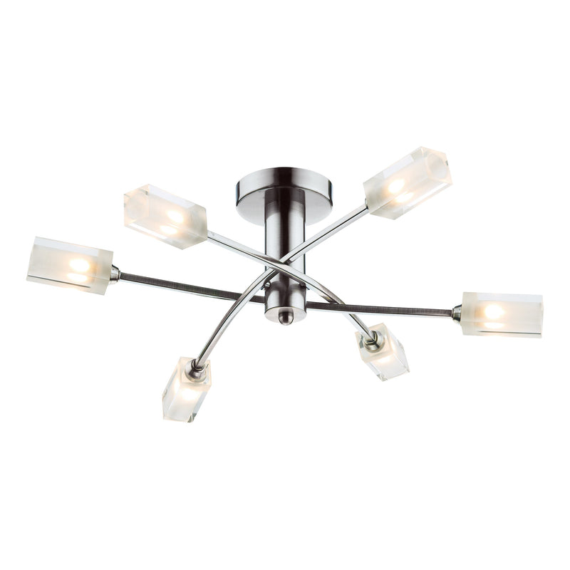 Dar Lighting Morgan 6 Light Semi Flush Satin Chrome • MOR6446