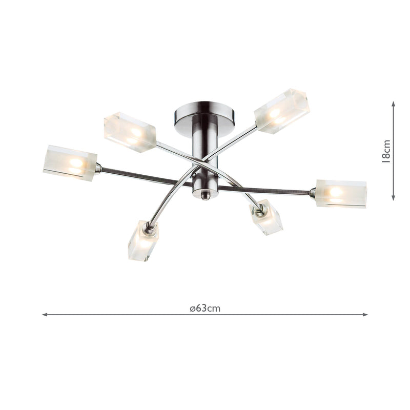 Dar Lighting Morgan 6 Light Semi Flush Satin Chrome • MOR6446