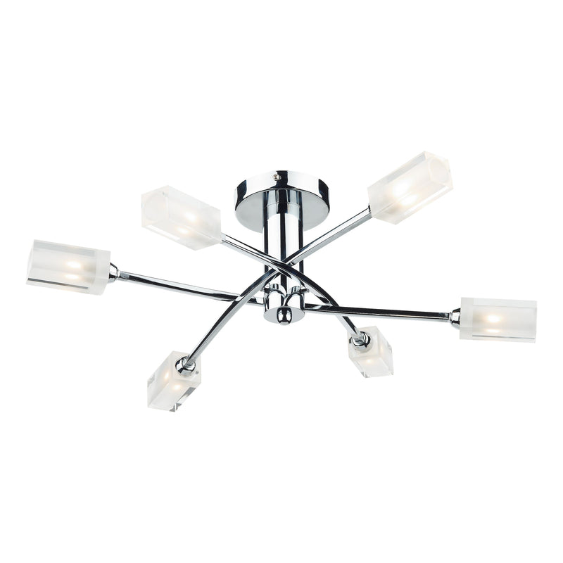 Dar Lighting Morgan 6 Light Semi Flush Polished Chrome • MOR6450