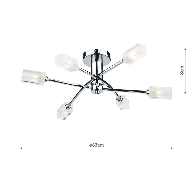 Dar Lighting Morgan 6 Light Semi Flush Polished Chrome • MOR6450