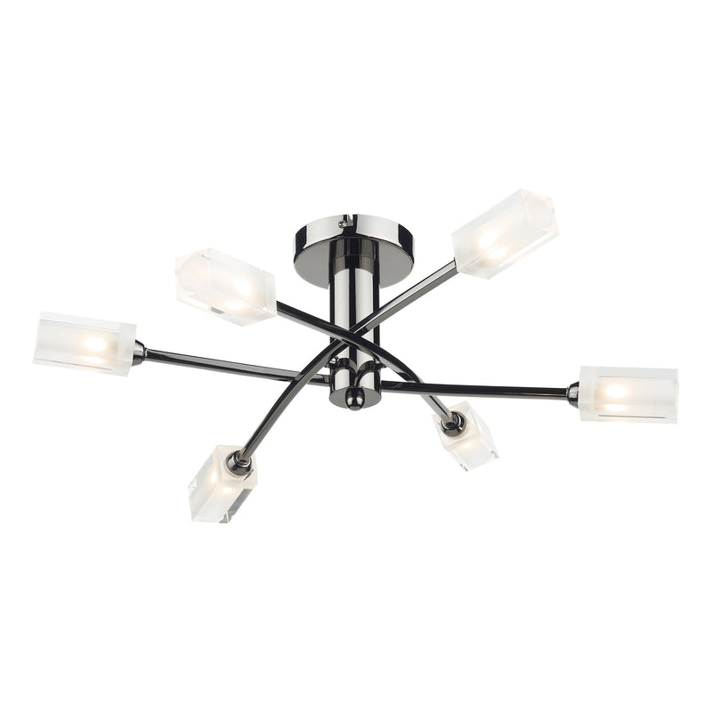 Dar Lighting Morgan 6 Light Semi Flush Black Chrome • MOR6467