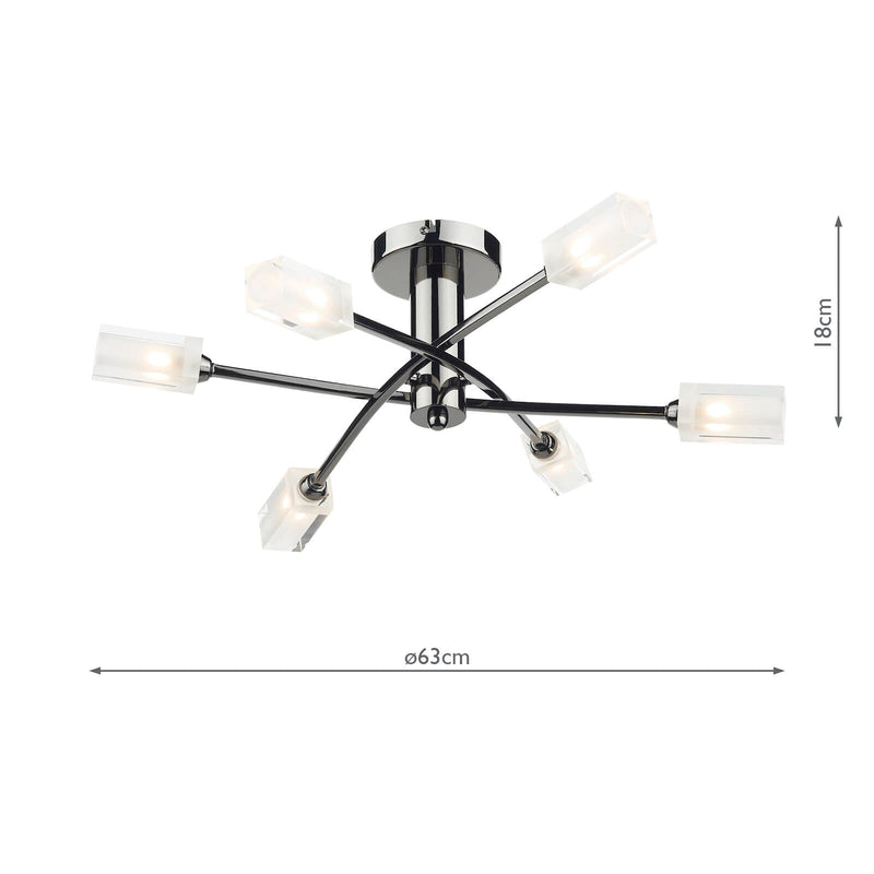 Dar Lighting Morgan 6 Light Semi Flush Black Chrome • MOR6467