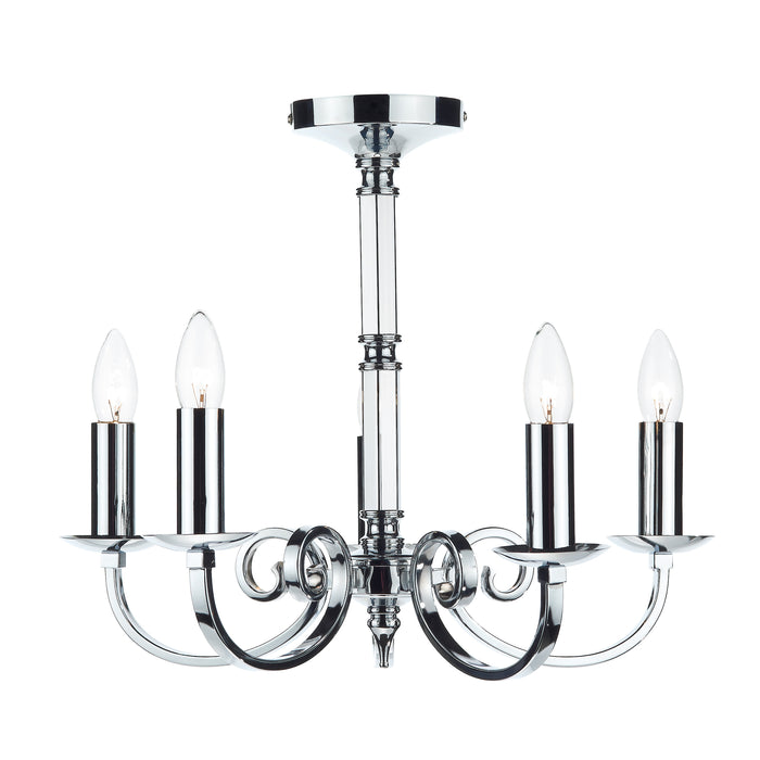 Dar Lighting Murray 5 Light Dual Mount Pendant Polished Chrome • MUR0550