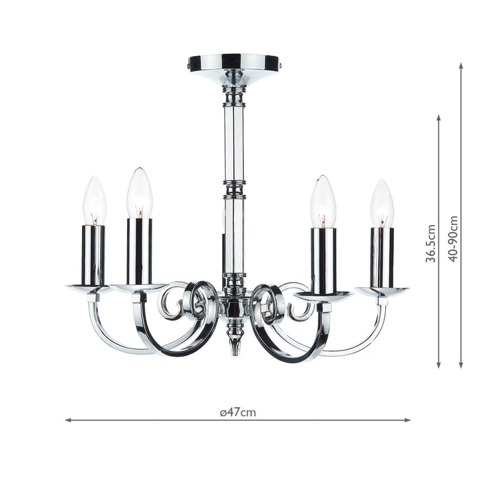 Dar Lighting Murray 5 Light Dual Mount Pendant Polished Chrome • MUR0550