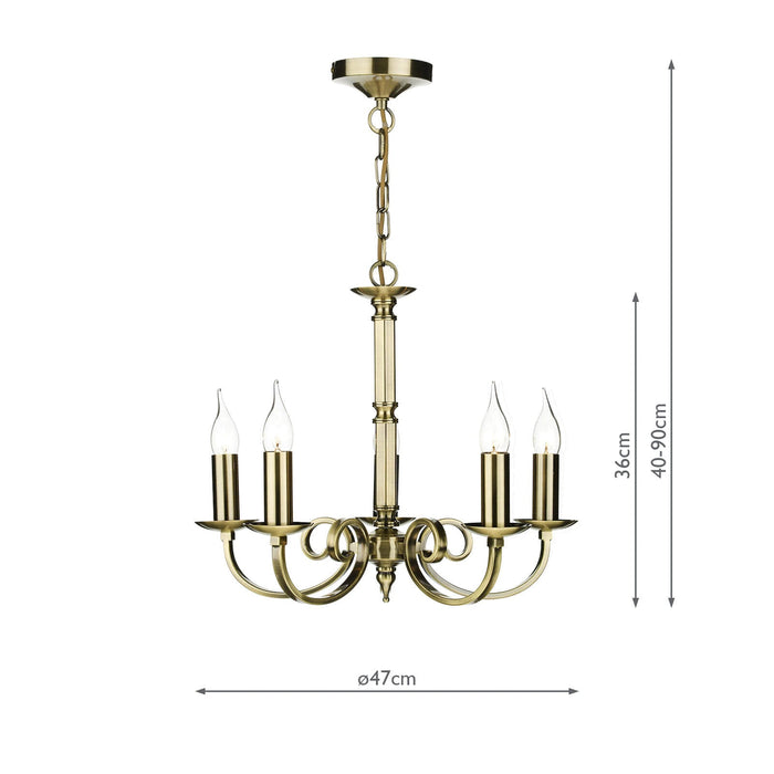 Dar Lighting Murray 5 Light Dual Mount Pendant Antique Brass • MUR0575