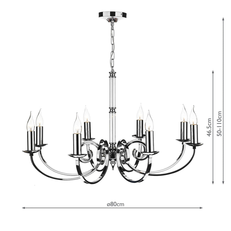 Dar Lighting Murray 8 Light Dual Mount Pendant Polished Chrome • MUR0850