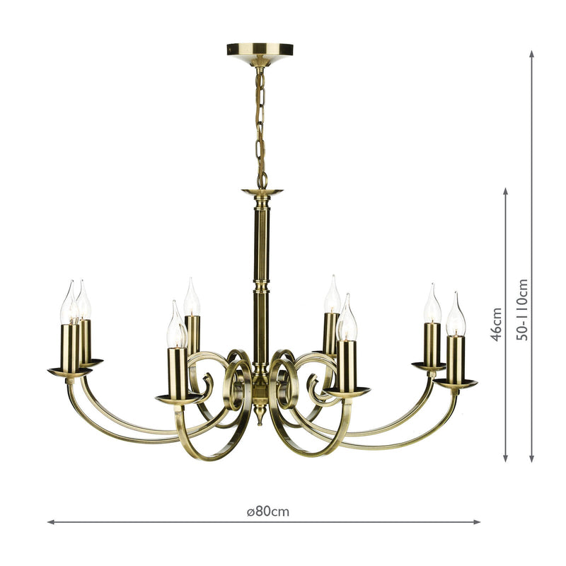 Dar Lighting Murray 8 Light Dual Mount Pendant Antique Brass • MUR0875