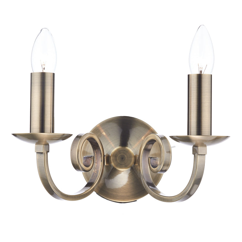 Dar Lighting Murray Double Wall Bracket Antique Brass • MUR0975