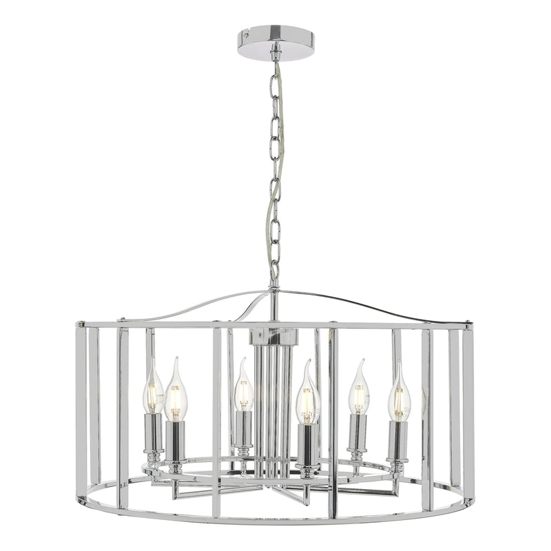 Dar Lighting Myka 6 Light Pendant Polished Chrome • MYK0650