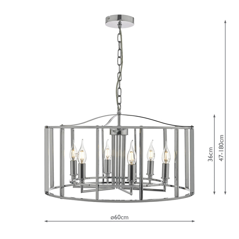 Dar Lighting Myka 6 Light Pendant Polished Chrome • MYK0650