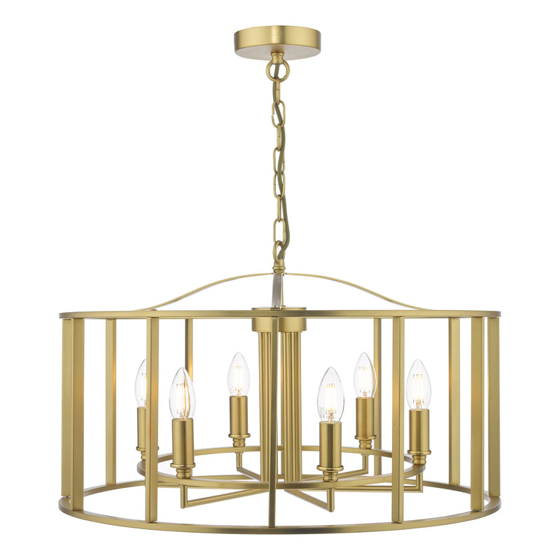 Dar Lighting Myka 6 Light Pendant Brushed Bronze • MYK0663