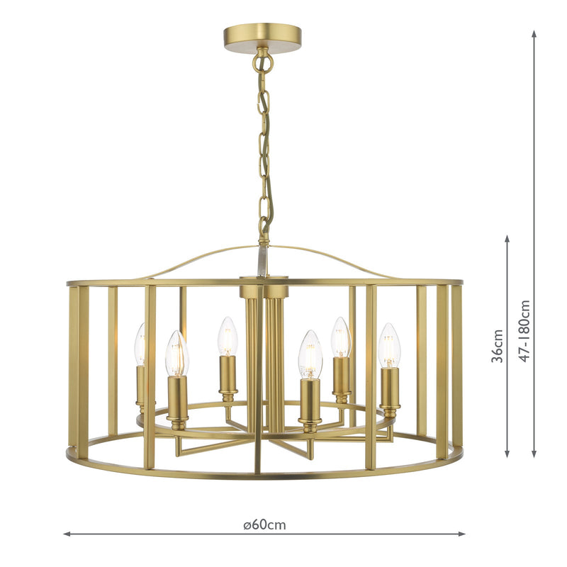 Dar Lighting Myka 6 Light Pendant Brushed Bronze • MYK0663