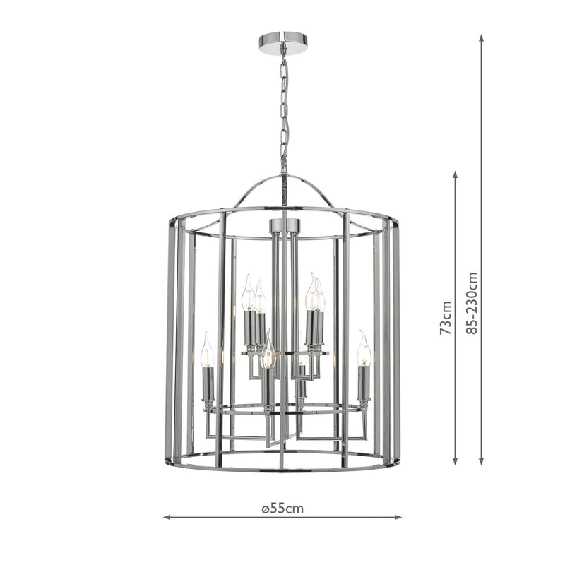 Dar Lighting Myka 8lt Lantern Polished Chrome • MYK0850