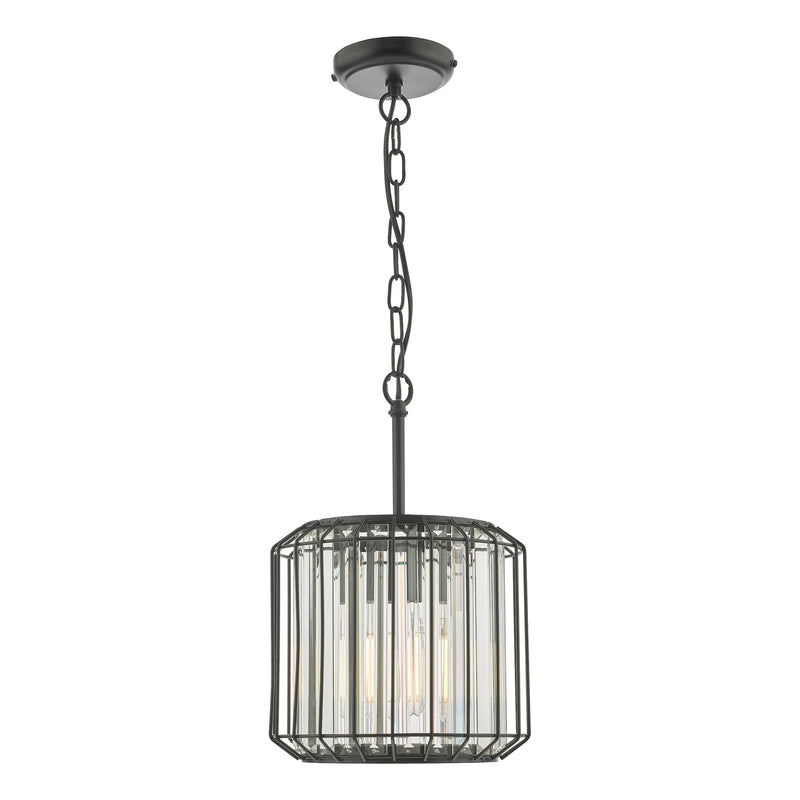 Dar Lighting Naeva Pendant Satin Black & Crystal • NAE0122
