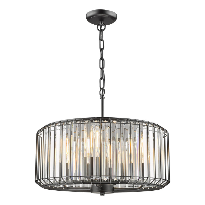 Dar Lighting Naeva 4 Light Pendant Satin Black Crystal • NAE0422