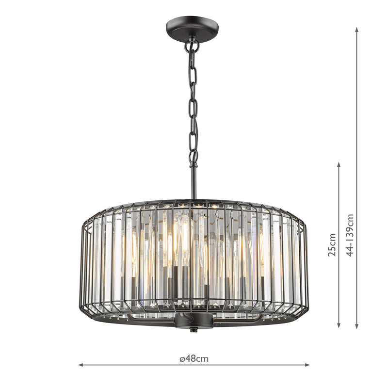 Dar Lighting Naeva 4 Light Pendant Satin Black Crystal • NAE0422