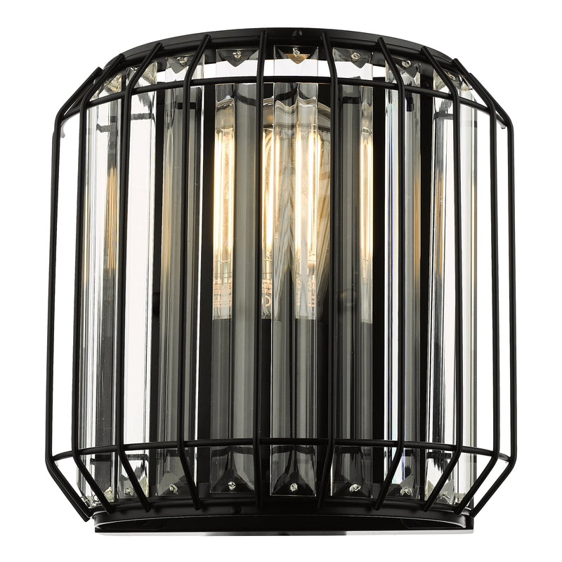 Dar Lighting Naeva 2 Light Wall Light Matt Black Glass • NAE0922