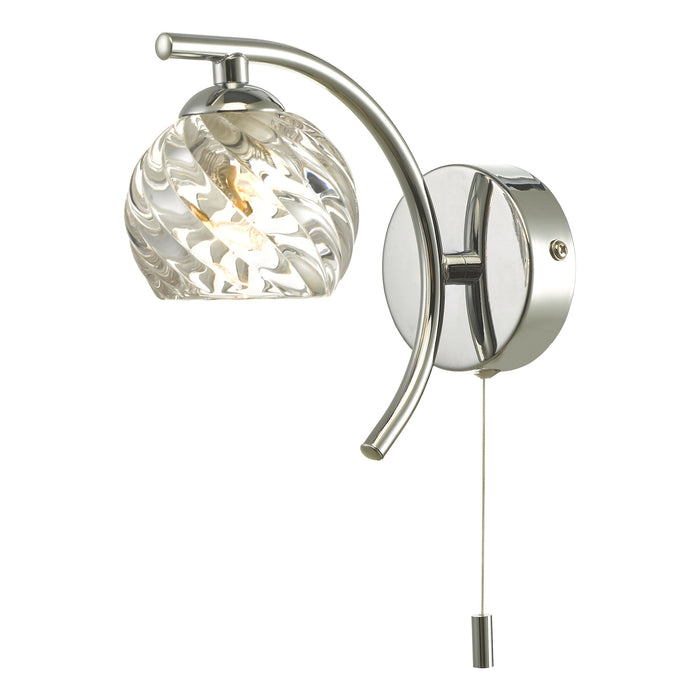 Dar Lighting Nakita Wall Light Polished Chrome With Twisted Open Glass • NAK0750-05