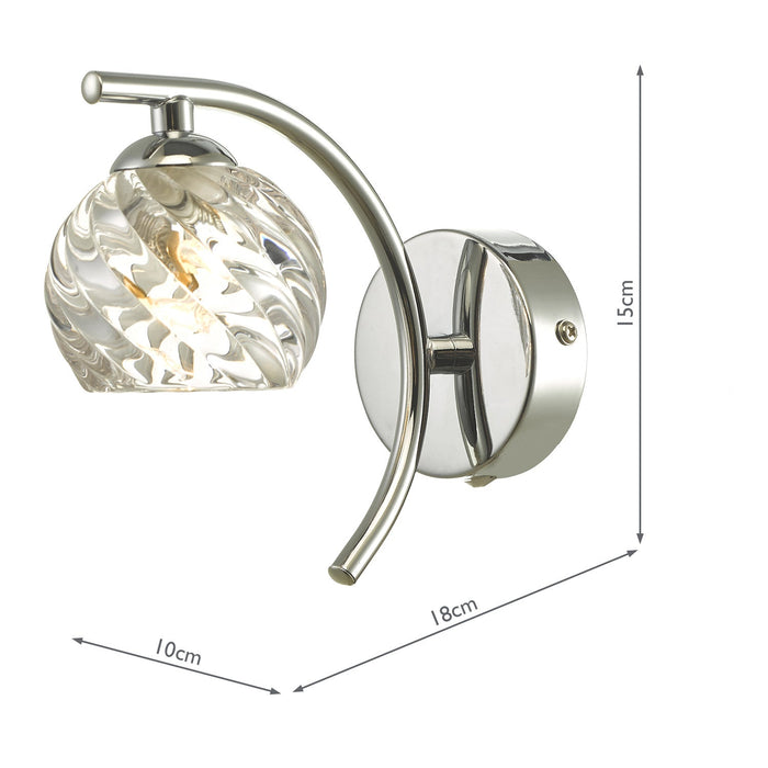 Dar Lighting Nakita Wall Light Polished Chrome With Twisted Open Glass • NAK0750-05