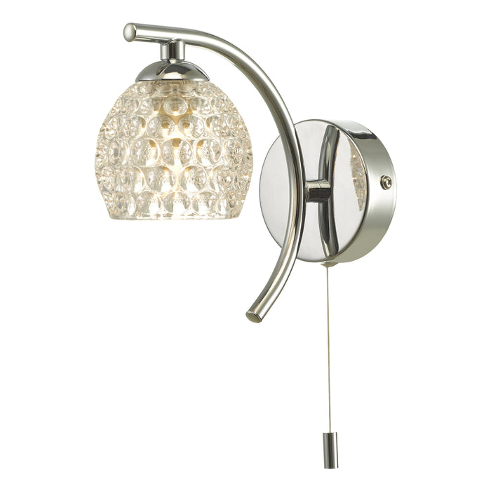 Dar Lighting Nakita Wall Light Polished Chrome With Dimpled Glass • NAK0750-06