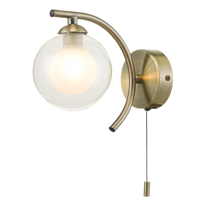 Dar Lighting Nakita Wall Light Antique Brass With Clear/Opal Glass • NAK0775-04