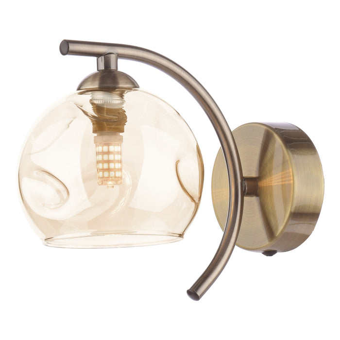 Dar Lighting Nakita Wall Light Antique Brass Champagne Dimpled Glass • NAK0775-16