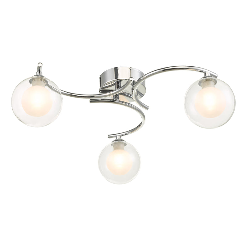 Dar Lighting Nakita 3 Light Semi Flush Polished Chrome With Clear/Opal Glass • NAK5350-04