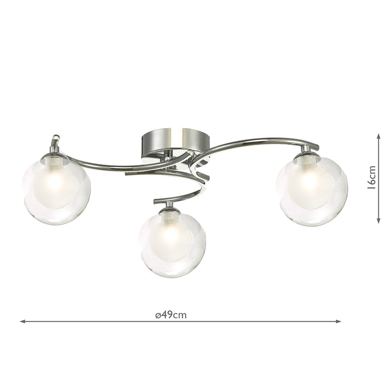 Dar Lighting Nakita 3 Light Semi Flush Polished Chrome With Clear/Opal Glass • NAK5350-04