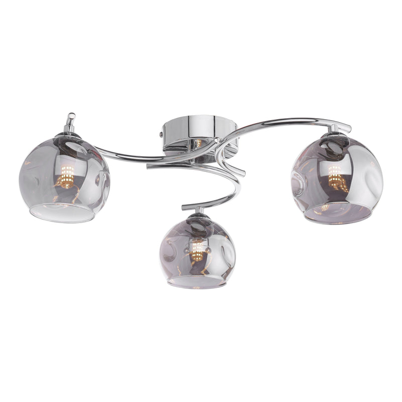 Dar Lighting Nakita 3 Light Semi Flush Polished Chrome Smoked Dimpled Glass • NAK5350-15