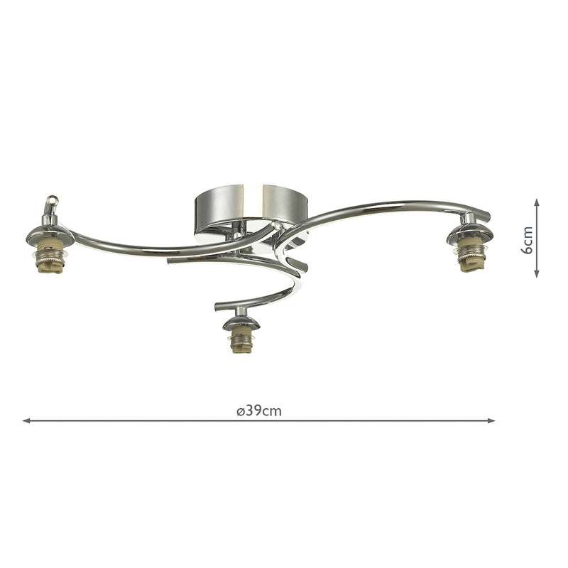 Dar Lighting Nakita 3 Light Semi Flush Polished Chrome Frame Only • NAK5350-F