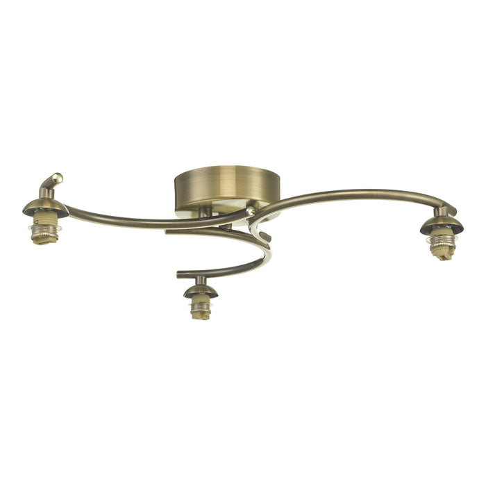 Dar Lighting Nakita 3 Light Semi Flush Antique Brass Frame Only • NAK5375-F