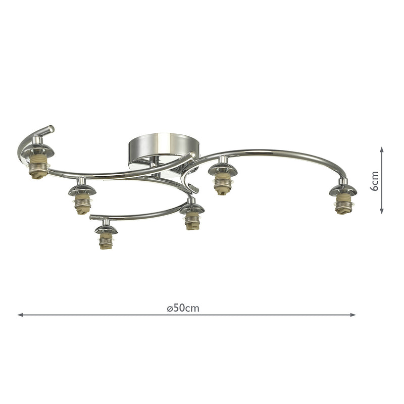 Dar Lighting Nakita 6lt Semi Flush Polished Chrome Frame Only • NAK6450-F