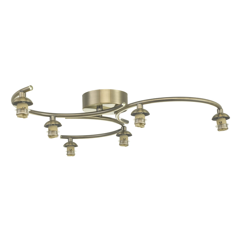 Dar Lighting Nakita 6 Light Semi Flush Antique Brass Frame Only • NAK6475-F
