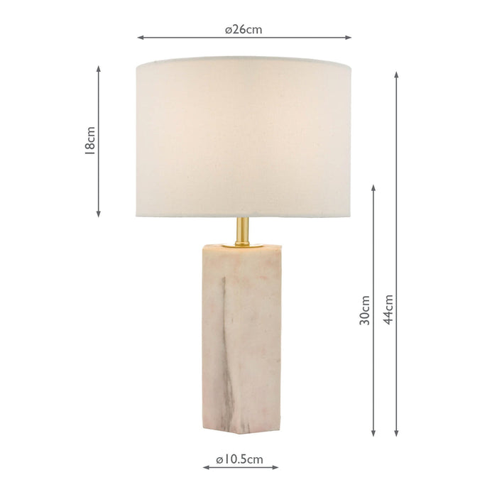 Dar Lighting Nalani Table Lamp Pink Marble Effect With Shade • NAL4203