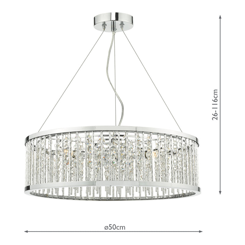 Dar Lighting Nantes 5 Light Pendant Polished Chrome Aluminium • NAN0568