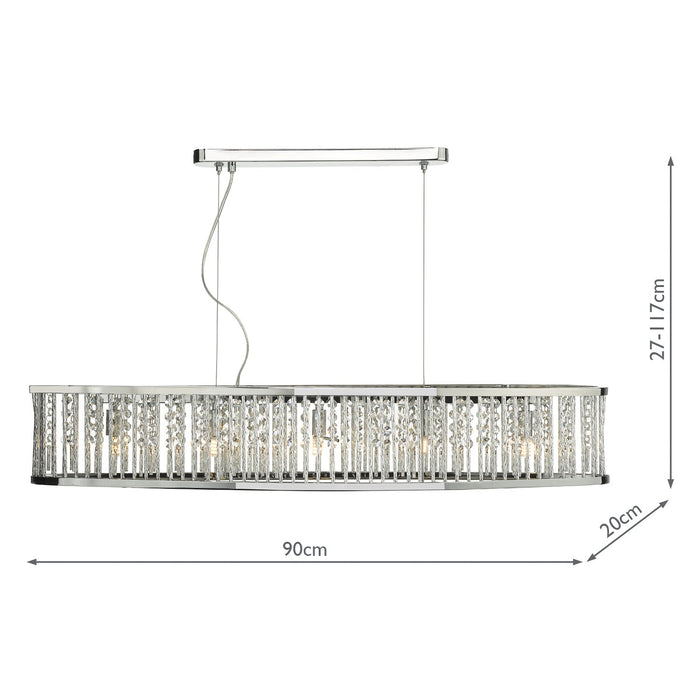 Dar Lighting Nantes 5 Light Bar Pendant Polished Chrome Aluminium • NAN6268