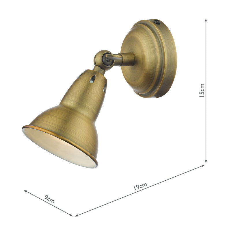 Dar Lighting Nathaniel Single Wall Spotlight Aged Brass • NAT0742