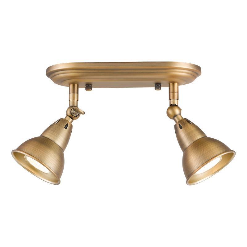 Dar Lighting Nathaniel 2 Light Plate Spotlight Aged Brass • NAT7542